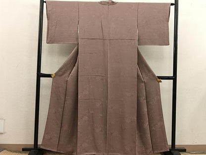 平和屋着物■上質な色無地　流水地紋　砺茶色　正絹　逸品　BAAX5794mz