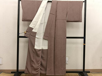 平和屋着物■上質な色無地　流水地紋　砺茶色　正絹　逸品　BAAX5794mz