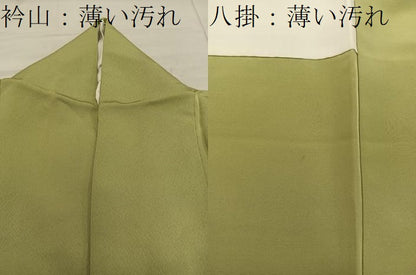 平和屋着物■無地絵羽訪問着　樹林地紋　青朽葉色　正絹　逸品　BAAX5797mz