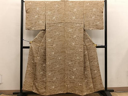平和屋着物■上質な小紋　流水花鳥文　正絹　逸品　BAAX5798mz