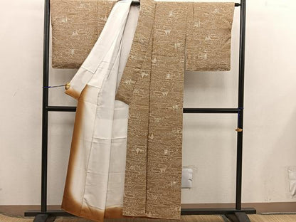 平和屋着物■上質な小紋　流水花鳥文　正絹　逸品　BAAX5798mz