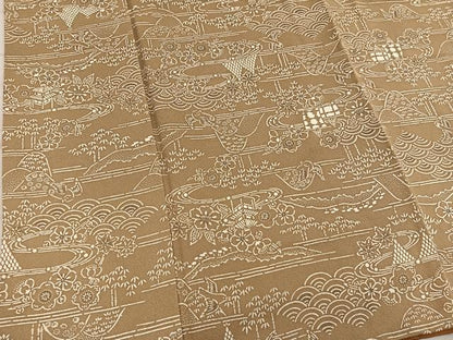 平和屋着物■上質な小紋　流水花鳥文　正絹　逸品　BAAX5798mz