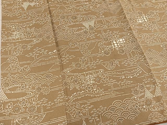 平和屋着物■上質な小紋　流水花鳥文　正絹　逸品　BAAX5798mz