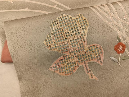 平和屋着物■訪問着　刺繍　舞蝶花文　暈し染め　正絹　逸品　BAAX5799mz
