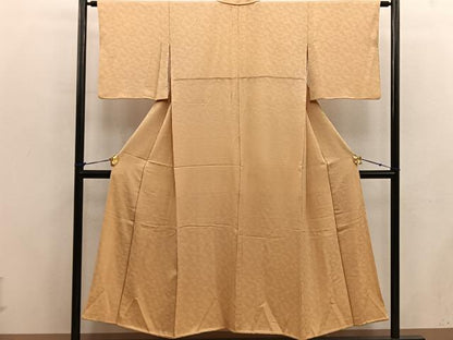 平和屋着物■上質な色無地　楓地紋　黄土色　正絹　逸品　BAAX5800mz