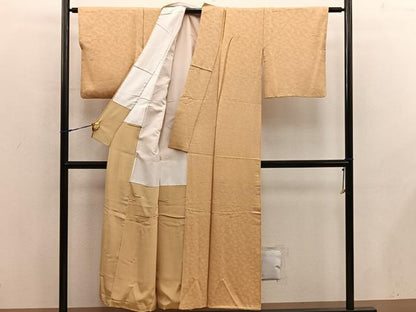 平和屋着物■上質な色無地　楓地紋　黄土色　正絹　逸品　BAAX5800mz