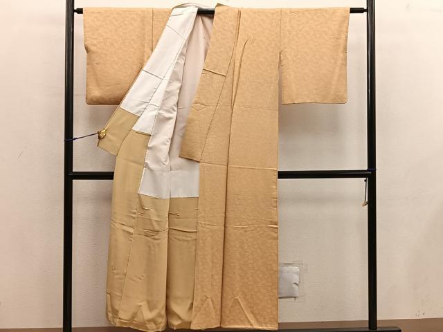 平和屋着物■上質な色無地　楓地紋　黄土色　正絹　逸品　BAAX5800mz
