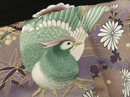 平和屋着物■豪華黒留袖　刺繍　鳳凰花文　暈し染め　金彩　正絹　逸品　BAAX5802mz