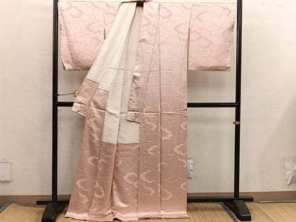 平和屋着物■上質な色無地　雲重ね地紋　薄香色　正絹　逸品　BAAX5805mz