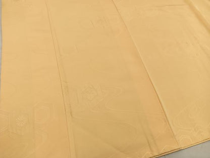 平和屋着物■上質な色無地　亀甲花地紋　黄土色　正絹　逸品　BAAX5806mz