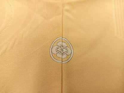 平和屋着物■上質な色無地　亀甲花地紋　黄土色　正絹　逸品　BAAX5806mz