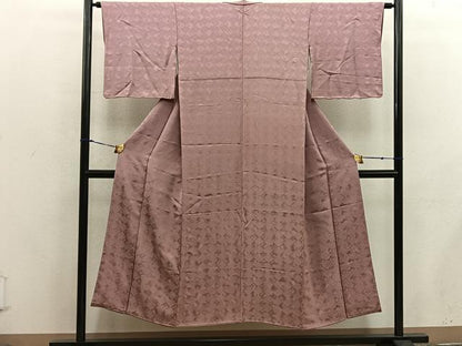 平和屋着物■上質な色無地　菱地紋　鴇浅葱色　正絹　逸品　BAAX5807mz