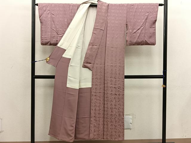 平和屋着物■上質な色無地　菱地紋　鴇浅葱色　正絹　逸品　BAAX5807mz