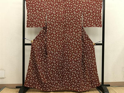 平和屋着物■上質な小紋　舞蝶花文　正絹　逸品　BAAX5808mz
