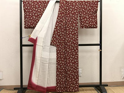 平和屋着物■上質な小紋　舞蝶花文　正絹　逸品　BAAX5808mz