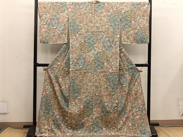 平和屋着物■上質な小紋　菊花文　正絹　逸品　BAAX5809mz