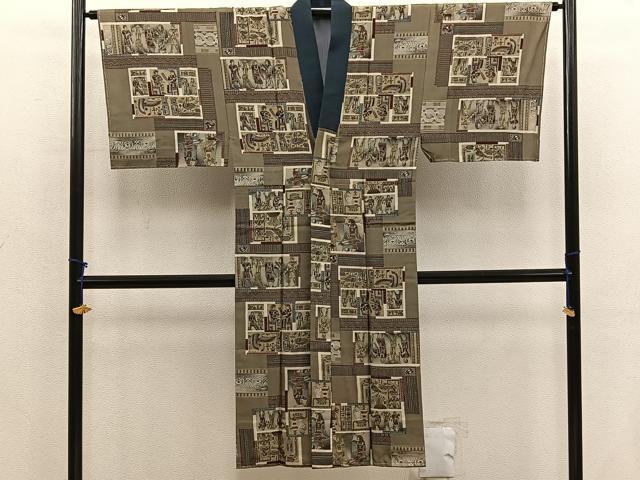 平和屋着物■男性　長襦袢　袷　壁画文様　正絹　逸品　BAAX5810mz