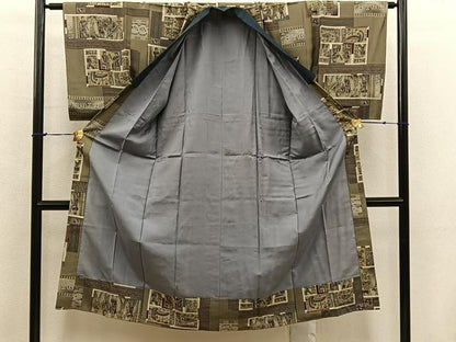 平和屋着物■男性　長襦袢　袷　壁画文様　正絹　逸品　BAAX5810mz