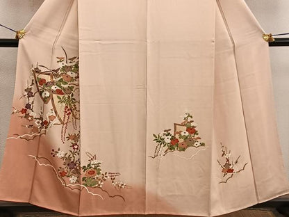 平和屋着物■訪問着　菊花文　暈し染め　金彩　正絹　逸品　BAAX5816mz