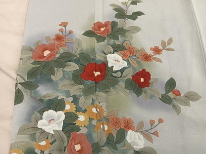 平和屋着物■訪問着　作家物　手描き　椿花文　暈し染め　正絹　逸品　BAAX5817mz