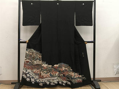 平和屋着物■豪華黒留袖　作家物　風景文　正絹　逸品　BAAX5818mz