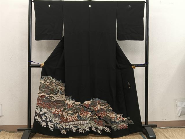 平和屋着物■豪華黒留袖　作家物　風景文　正絹　逸品　BAAX5818mz