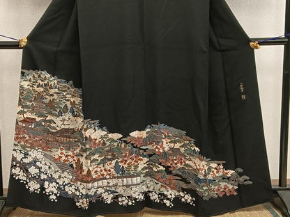 平和屋着物■豪華黒留袖　作家物　風景文　正絹　逸品　BAAX5818mz