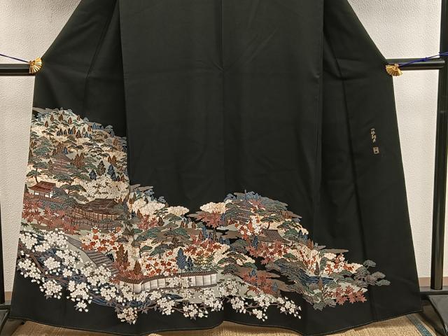 平和屋着物■豪華黒留袖　作家物　風景文　正絹　逸品　BAAX5818mz