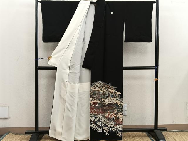 平和屋着物■豪華黒留袖　作家物　風景文　正絹　逸品　BAAX5818mz