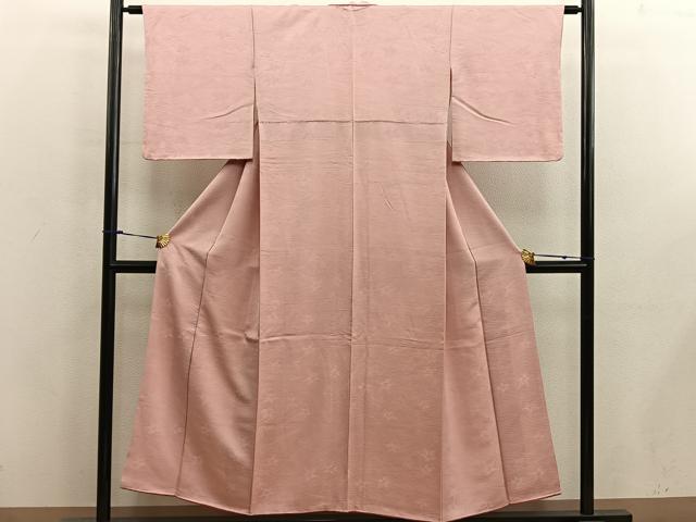 平和屋着物■上質な色無地　草葉地紋　宍色　正絹　逸品　BAAX5822mz