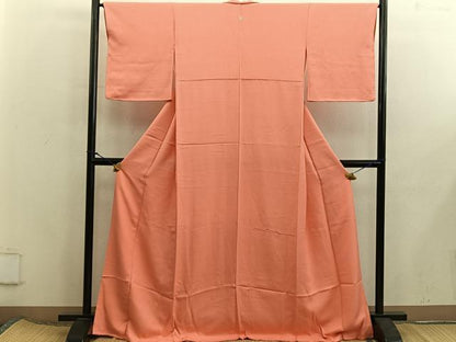 平和屋着物■上質な色無地　鉛丹色　正絹　逸品　BAAX5823mz