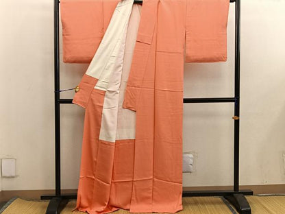 平和屋着物■上質な色無地　鉛丹色　正絹　逸品　BAAX5823mz