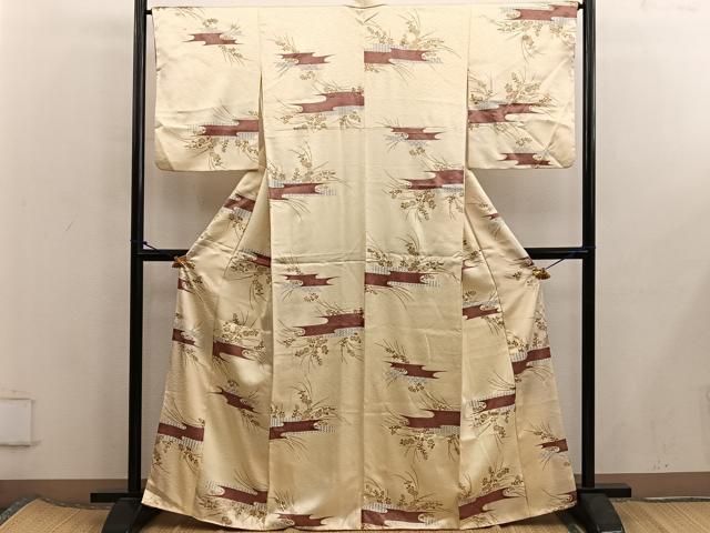 平和屋着物■上質な小紋　菊花文　金銀彩　正絹　逸品　BAAX5825mz