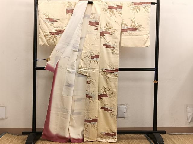 平和屋着物■上質な小紋　菊花文　金銀彩　正絹　逸品　BAAX5825mz