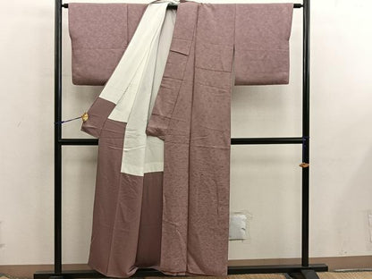 平和屋着物■上質な色無地　草花地紋　櫨色　正絹　逸品　BAAX5826mz