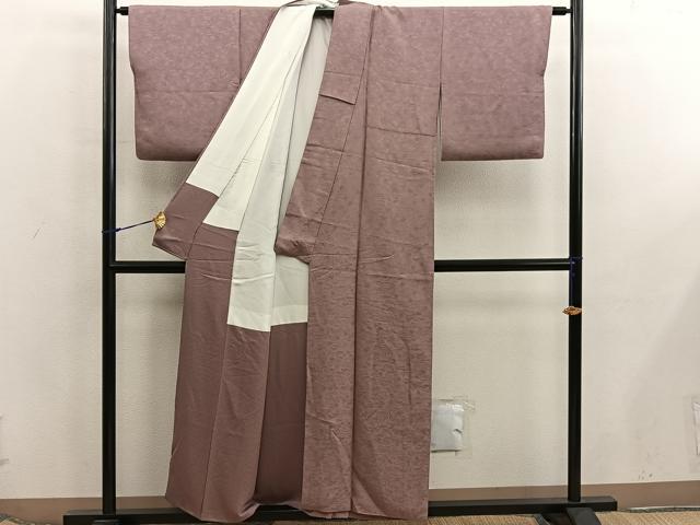 平和屋着物■上質な色無地　草花地紋　櫨色　正絹　逸品　BAAX5826mz