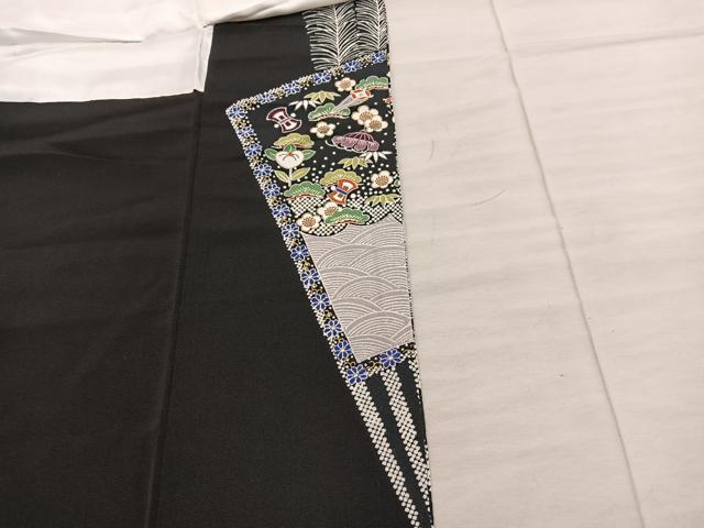 平和屋着物■豪華黒留袖　飛鶴花文　金彩　正絹　逸品　BAAX5828mz