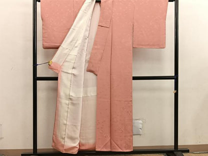 平和屋着物■上質な色無地　草葉文　東雲色　正絹　逸品　BAAX5829mz