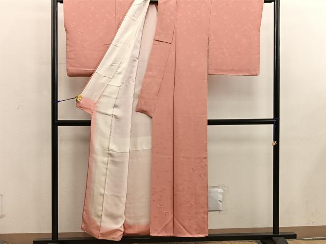 平和屋着物■上質な色無地　草葉文　東雲色　正絹　逸品　BAAX5829mz