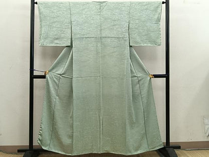 平和屋着物■上質な色無地　草花地紋　裏葉柳色　正絹　逸品　BAAX5830mz