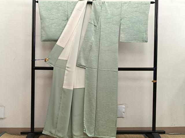 平和屋着物■上質な色無地　草花地紋　裏葉柳色　正絹　逸品　BAAX5830mz
