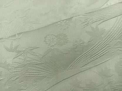 平和屋着物■上質な色無地　草花地紋　裏葉柳色　正絹　逸品　BAAX5830mz