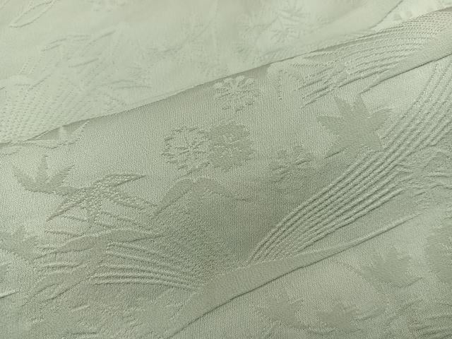平和屋着物■上質な色無地　草花地紋　裏葉柳色　正絹　逸品　BAAX5830mz