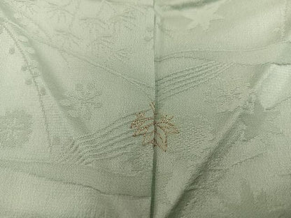 平和屋着物■上質な色無地　草花地紋　裏葉柳色　正絹　逸品　BAAX5830mz
