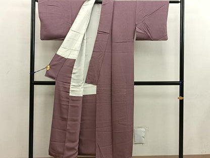 平和屋着物■上質な色無地　霞地紋　蘇芳香色　正絹　逸品　BAAX5831mz