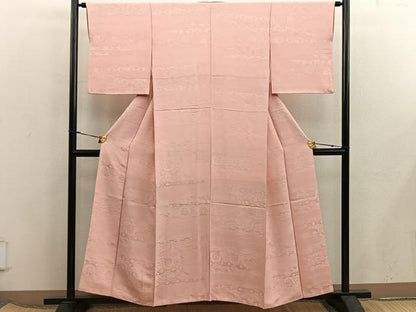 平和屋着物■上質な色無地　草花地紋　深支子色　正絹　逸品　BAAX5835mz