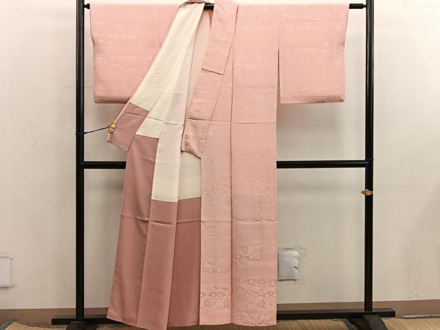 平和屋着物■上質な色無地　草花地紋　深支子色　正絹　逸品　BAAX5835mz