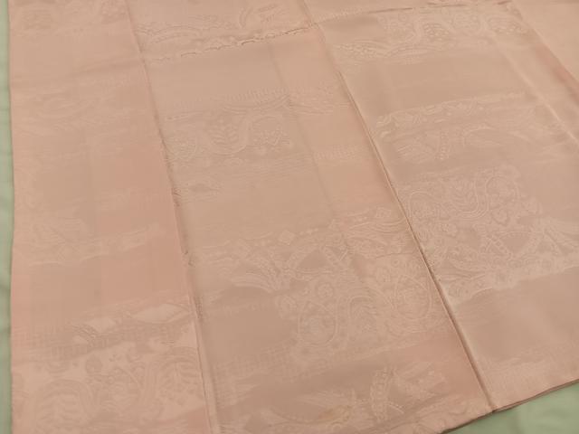 平和屋着物■上質な色無地　草花地紋　深支子色　正絹　逸品　BAAX5835mz
