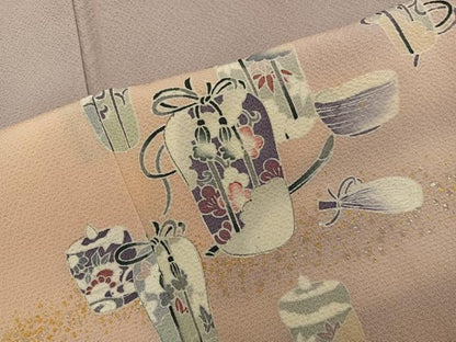 平和屋着物■訪問着　陶器花文　暈し染め　金彩　正絹　逸品　BAAX5837mz