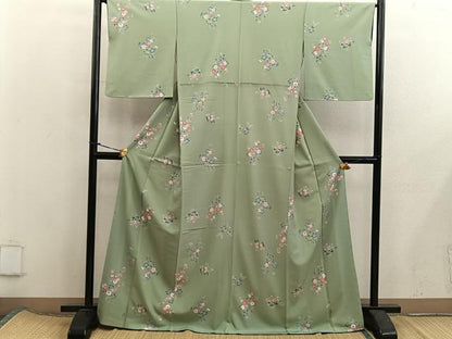 平和屋着物■上質な小紋　友禅　菊花文　正絹　逸品　BAAX5838mz